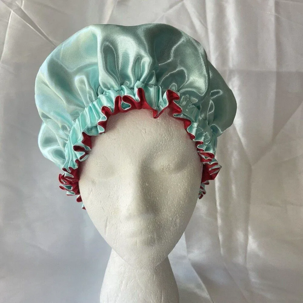 Large Satin bonnet for Curly Hair, Double Layer Reversible Silk Hair Sleep Cap